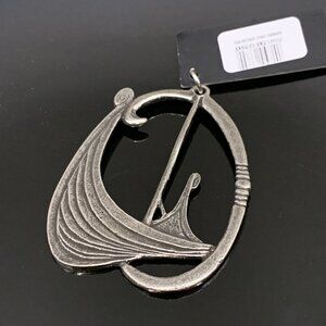 Tinn Per Made in Norway Viking Ship Pewter Pendant or Ornament Uro Oseberg New